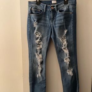 Sneak Peak destructed boyfriend denim